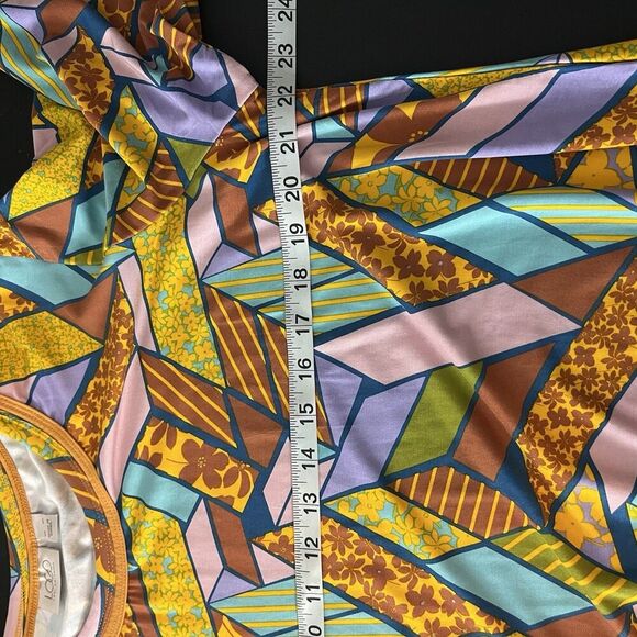 LOGO by Lori Goldstein Rayon 230 Printed Long Sleeve Top Gold Fusion XL - Picture 6 of 7